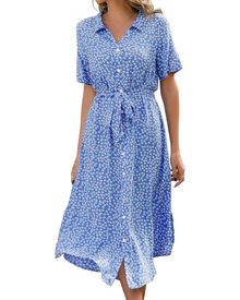Eira Women's Robe – V-Neck Floral, Flowing Fit with Belt & Elegant Boho Summer Style