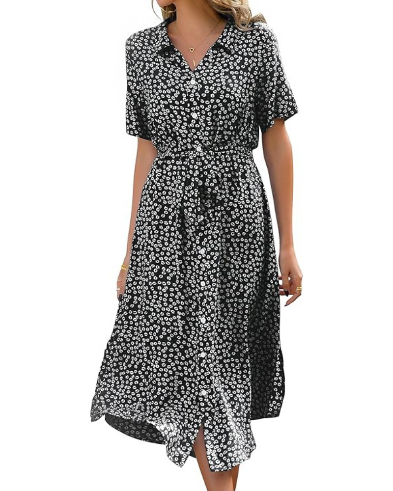Eira Women's Robe – V-Neck Floral, Flowing Fit with Belt & Elegant Boho Summer Style