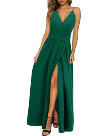 Kerensa Women's Maxi Robe – V-Neck, Open Back, Floral Print & Flowing Split Cut Summer Dress