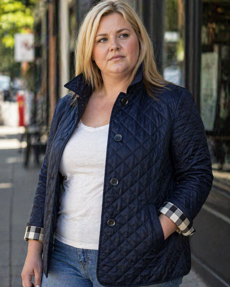 Chandy Women's Curvy Plus Size Jacket – Elegant Quilted Jacket with Comfortable Fitted Cut