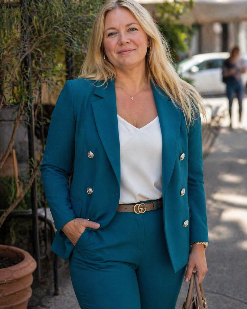 Felena Curvy Plus Size Women's Suit – Chic Set Elegant Jacket & Modern Slim Pants