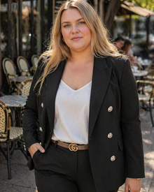 Felena Curvy Plus Size Women's Suit – Chic Set Elegant Jacket & Modern Slim Pants