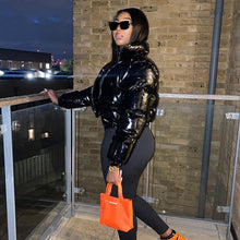 Valentina Russo | Cropped Puffer Jacket With Glossy Luxe Finish For Women