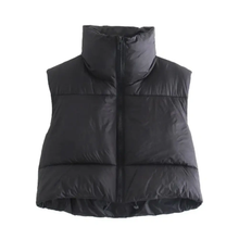 Elena Rossi | Cropped Puffer Vest With Luxe Collar For Women