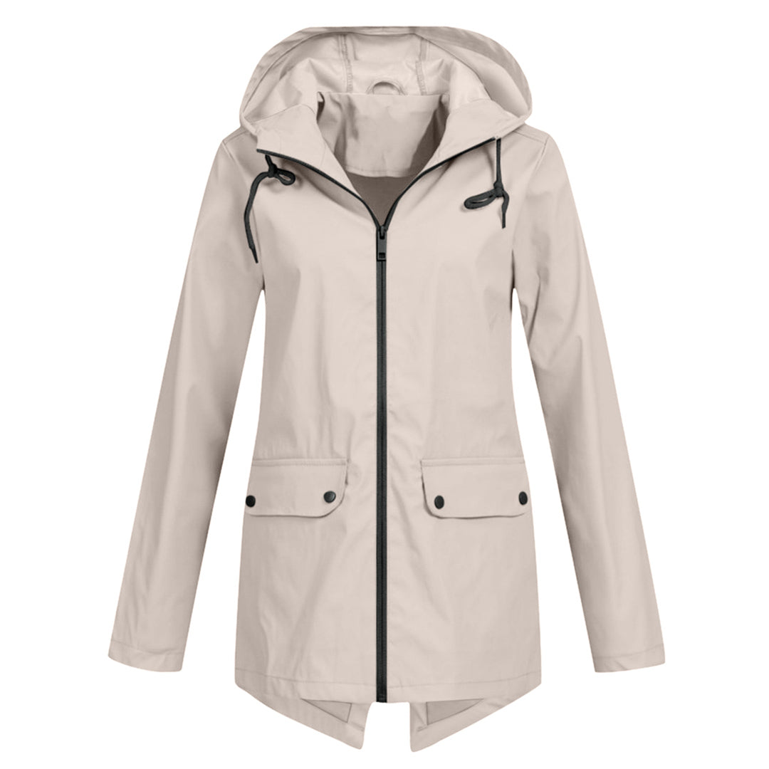 Amélie Laurent | Hooded Long Rain Jacket With Minimalist Finish For Women