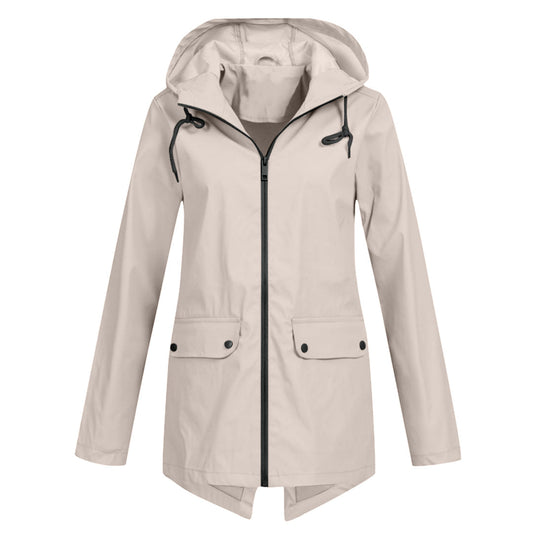 Amélie Laurent | Hooded Long Rain Jacket With Minimalist Finish For Women