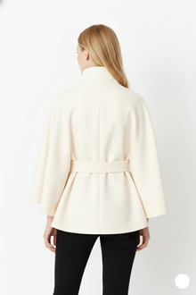 Ivanna Wool Coat Woman – Elegant High Collar with Removable Belt & Casual Cut