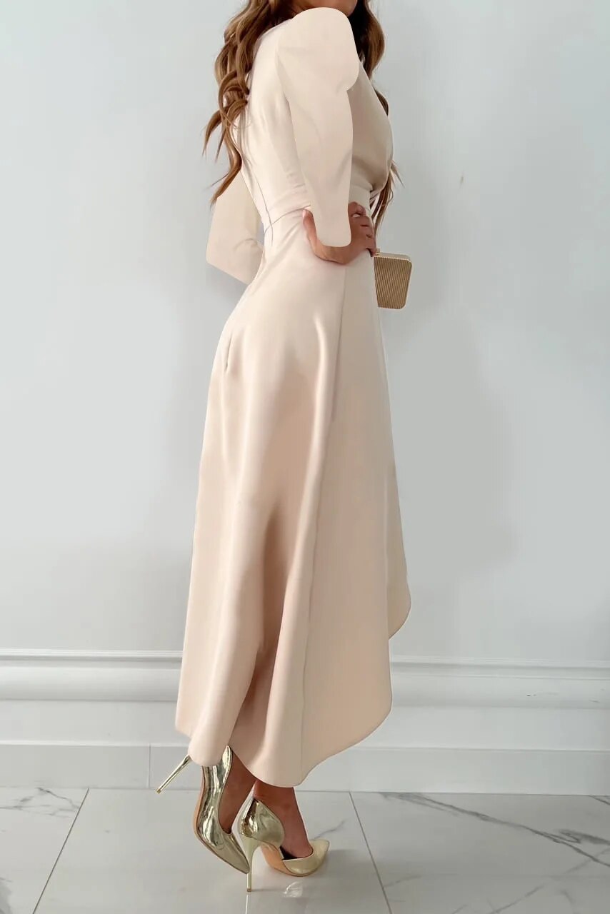 Tessa Elegant Dress Woman – Long Sleeve Dress with V Neck & Chic and Comfortable Cut