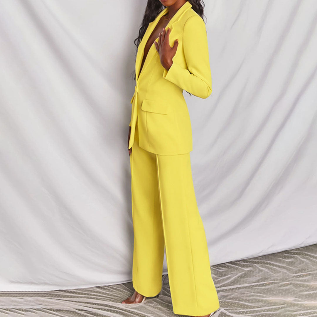 Aitana Women's Ensemble Blazer & Pants – Chic Outfit with Wide Legs for Office & Events