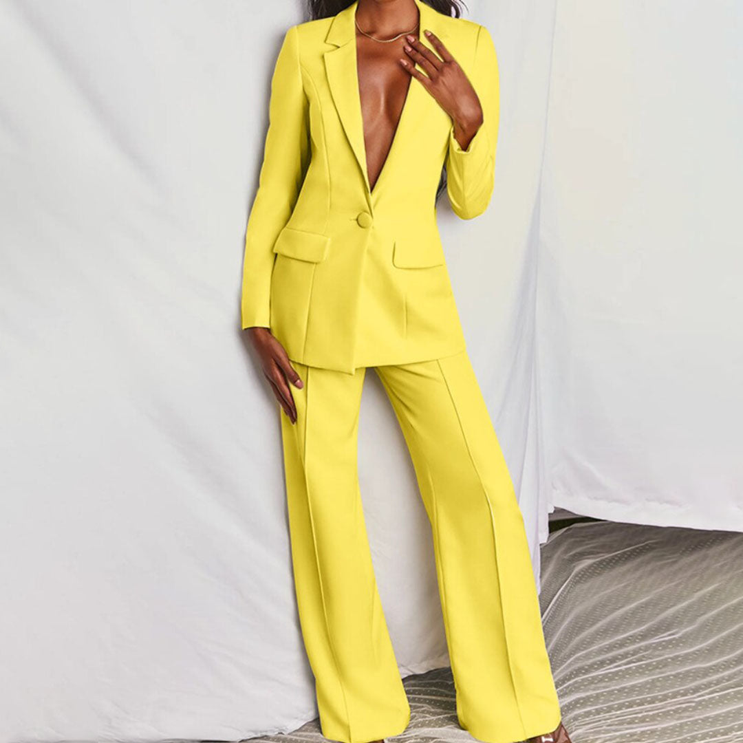 Aitana Women's Ensemble Blazer & Pants – Chic Outfit with Wide Legs for Office & Events