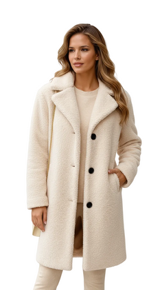 Mayleen Teddy Coat for Women – Soft and Warm Jacket with Lapel Collar and Button Closure