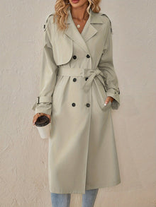 Eshita Trench for women – Elegant long coat in cotton blend with structured cut & button closure