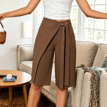 Solene – High-Waisted Wide-Leg Tie-Front Culottes for Women
