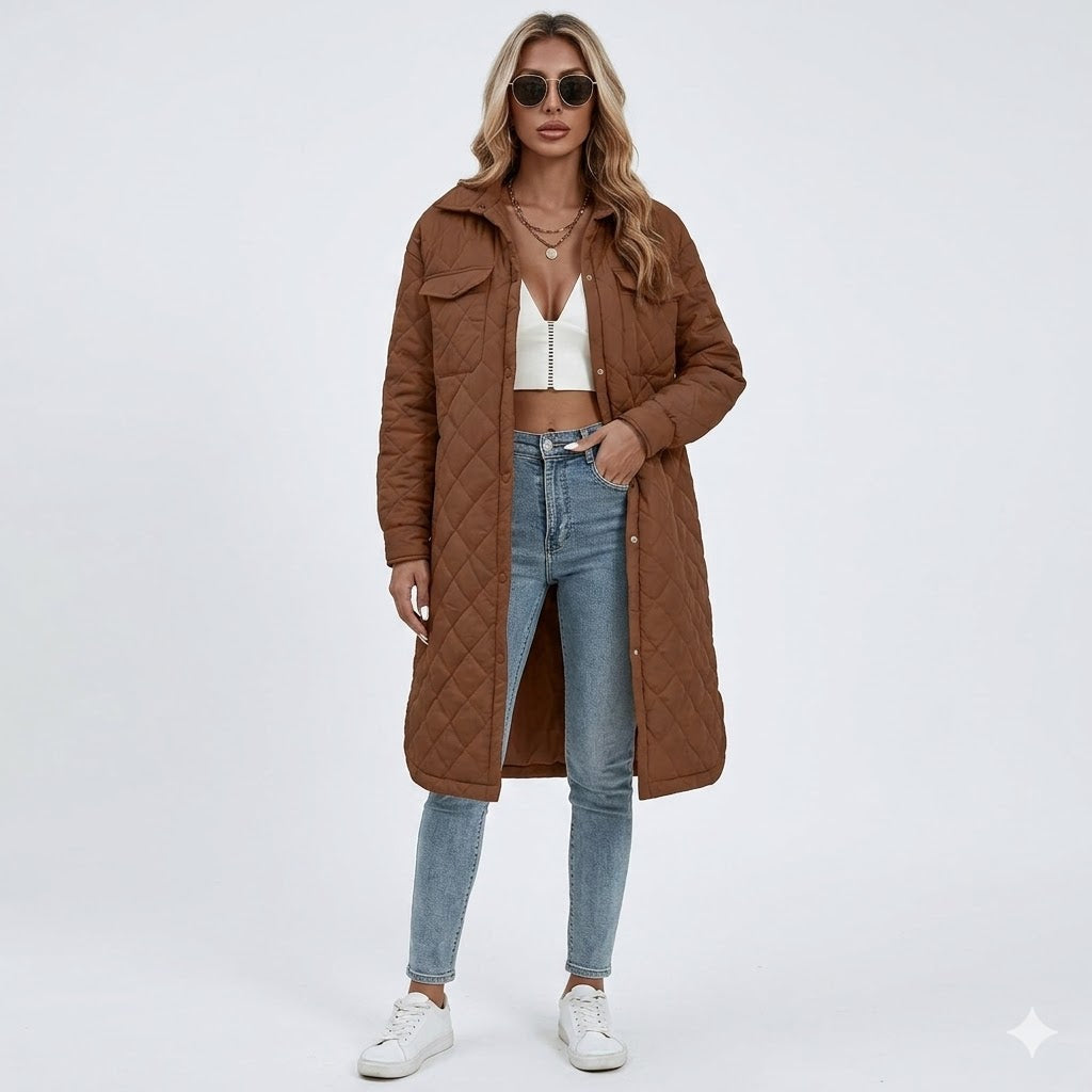 Isabella Moreau | Quilted Long Coat For Women