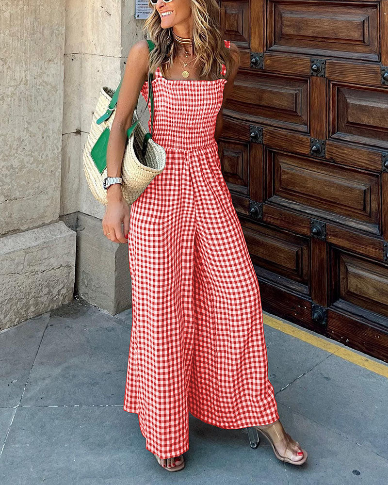 Sally Women's Jumpsuit – Gingham Print with Flattering Cut & Lightweight Summer Comfort