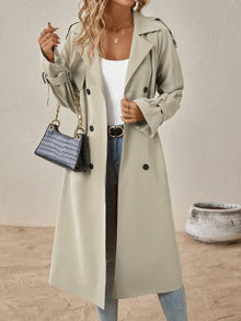 Eshita Trench for women – Elegant long coat in cotton blend with structured cut & button closure