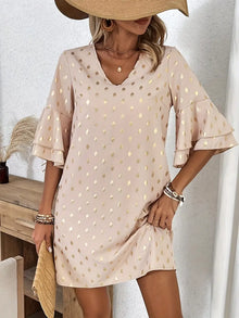 Kaylie Women's Winter Dress – Comfortable Flared Dress with Long Sleeves and V-Neckline