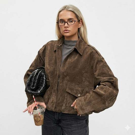 Valeria Romano | Vintage Suede Cropped Jacket For Women