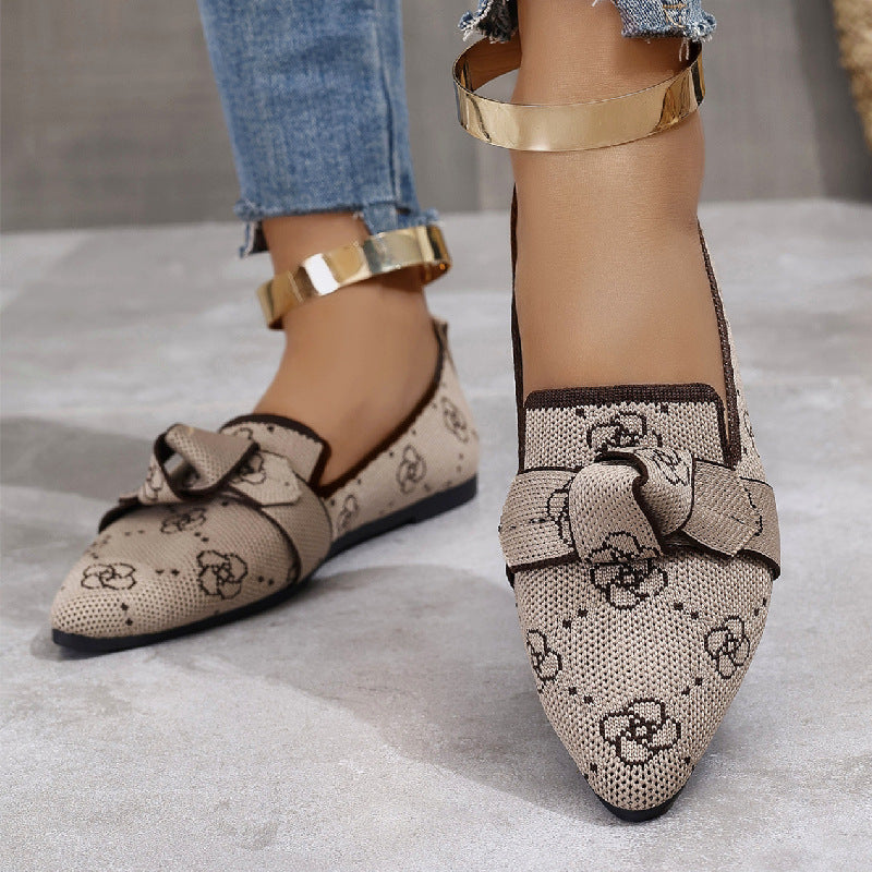 Victoria Ballerines Femme – Pointed Mesh Shoes with Decorative Bow & Flat Heel
