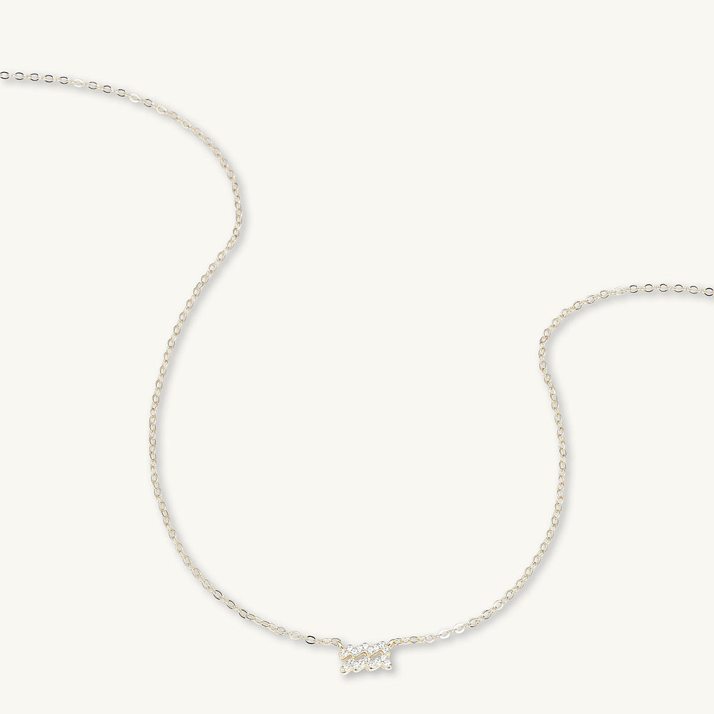 Aquarius Sapphire Charm Zodiac Star Sign Necklace
