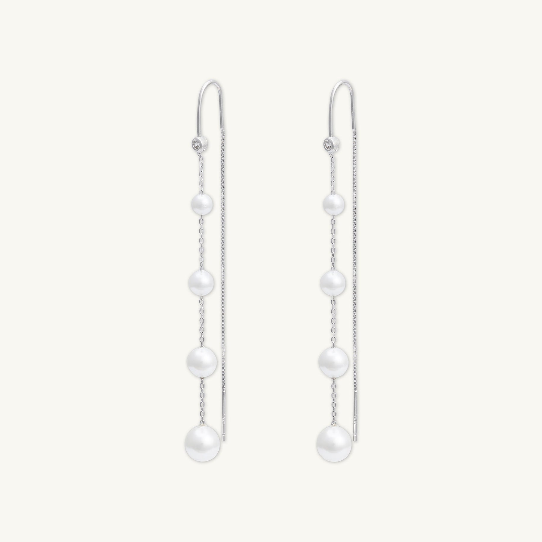 Ascending Pearl Threader Earrings