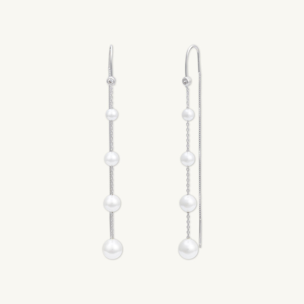 Ascending Pearl Threader Earrings