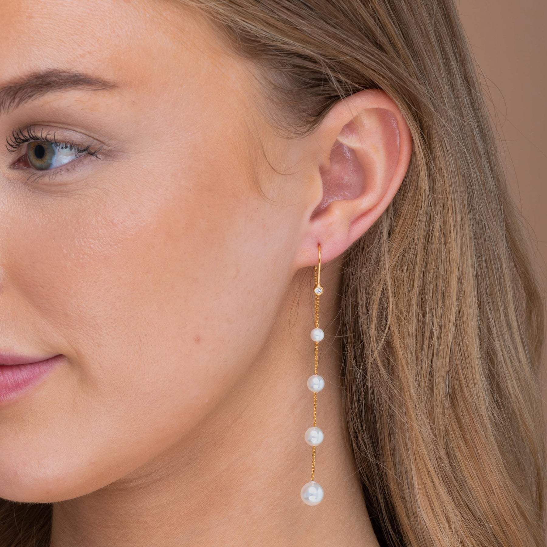 Ascending Pearl Threader Earrings