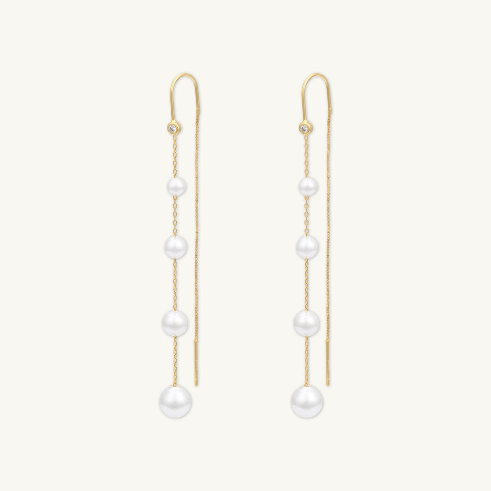 Ascending Pearl Threader Earrings