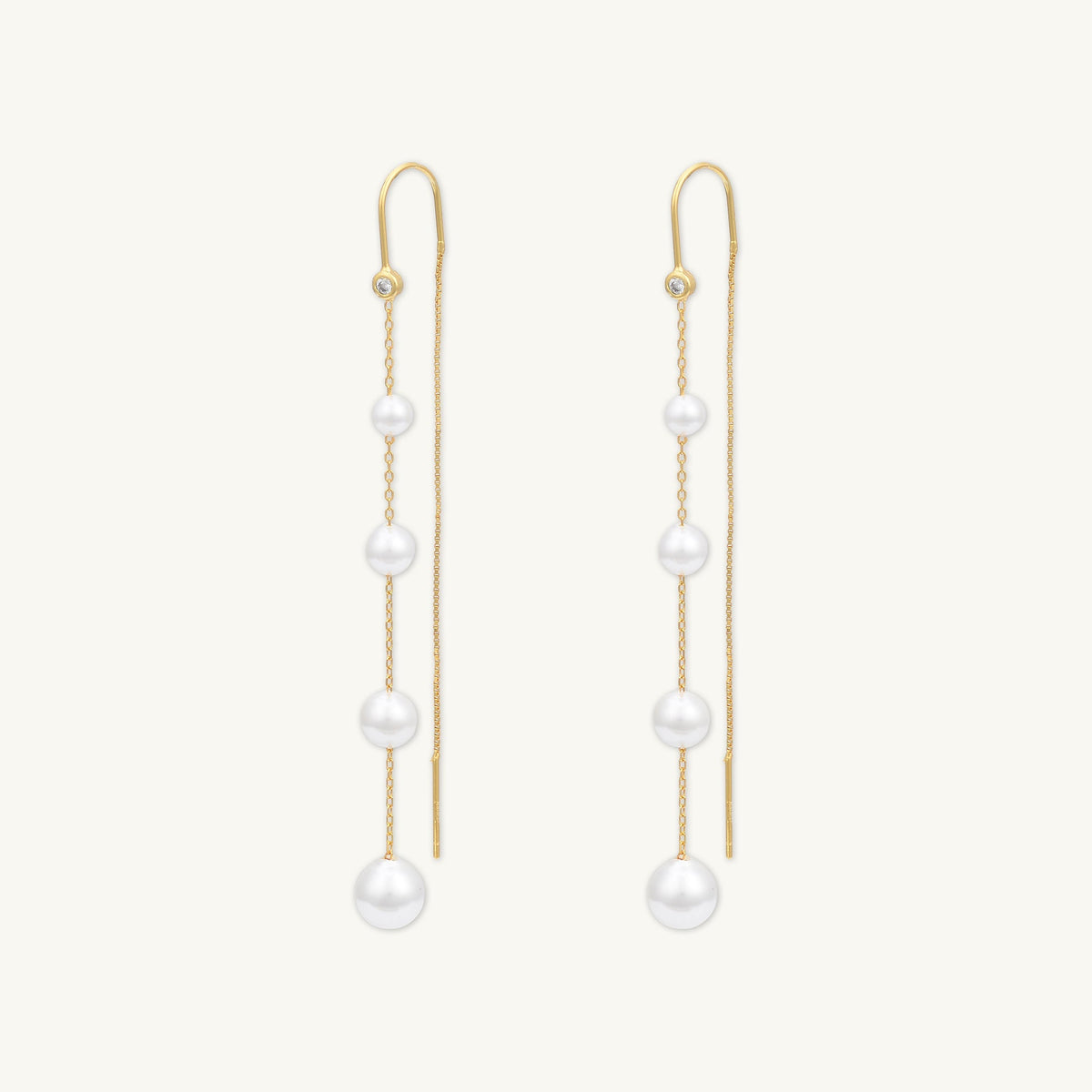 Ascending Pearl Threader Earrings