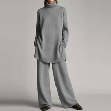 Samantha Ensemble Loungewear in Knit for Women – Soft Turtleneck Top & Flared Pants in Relaxed Fit