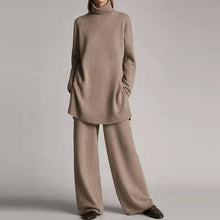Emora Knit Set Women – Soft Turtleneck & Wide Leg Pants with Relaxed Fit
