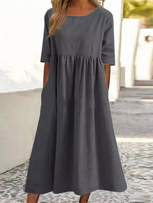 Athisia Casual Dress Woman – Leisure Dress Casual Style with Buttons & Practical Pockets