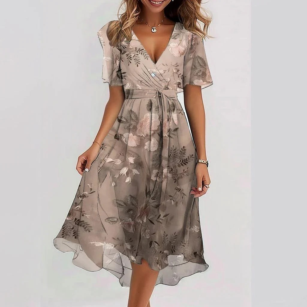 Robe Femme Clara – Elegant Short Sleeve Dress with Flattering Cut & Timeless Design