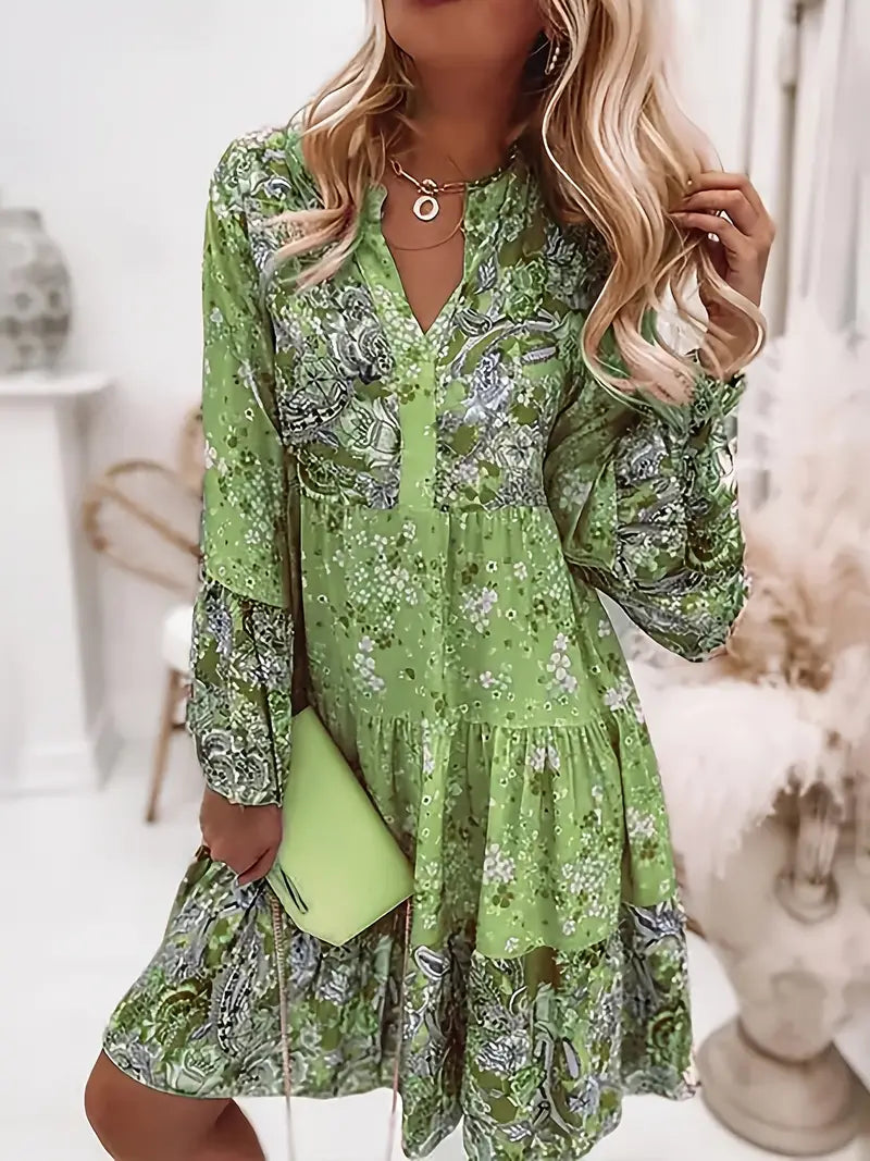 Iris Summer Dress for Women – Bohemian Dress with Floral Print, Ruffles & Airy Cut