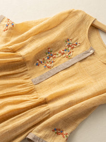 Zara Women's Dress – Embroidered Dress in Cotton and Linen with Ethnic Design & Comfortable Fit