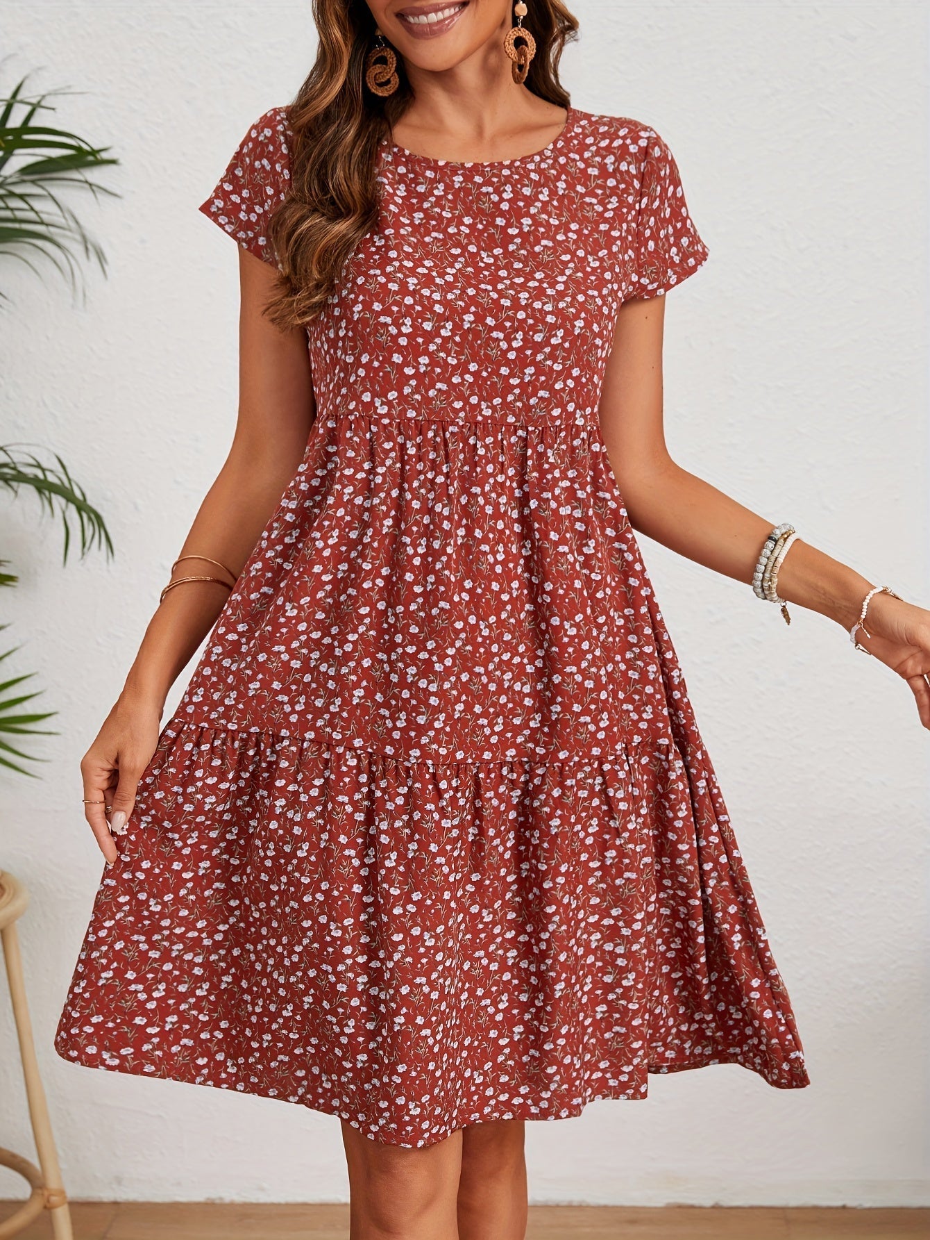 Katie Summer Dress Woman – Light Floral Dress in Polyester with Comfortable Fit