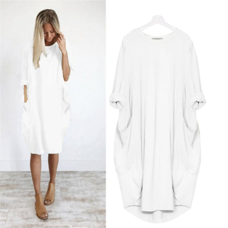 Delaney Summer Dress Woman – Lightweight Fabric, Loose Fit & Chic Round Neck