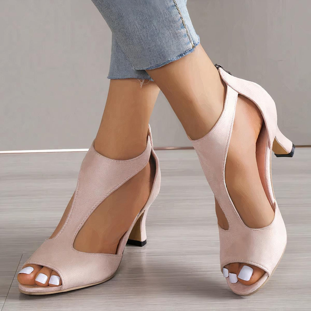 Sandales à Talons Femme Cassie – Elegant Open Shoes with Cutouts & Supportive Sole