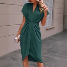 Louise Women's Dress – Trendy Dress with Batwing Sleeves, V-Neckline & Elegant Pleats