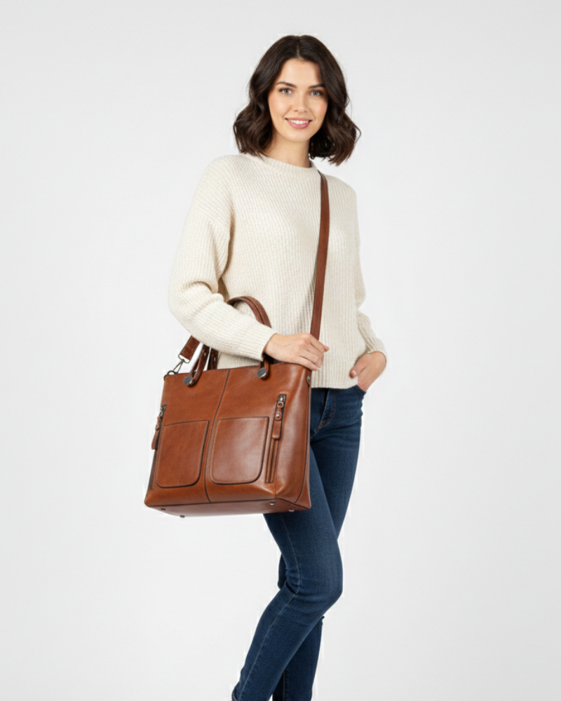 Bexley Vintage Bag for Women – Structured Plant-Based Leather, Large Capacity & Elegant Style