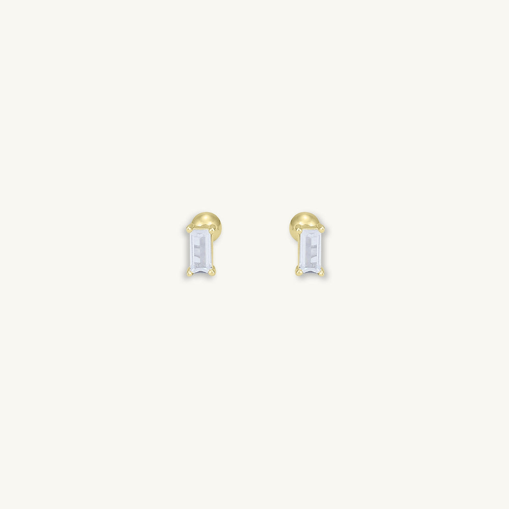 Baguette Barbell Stud Cartilage Earrings