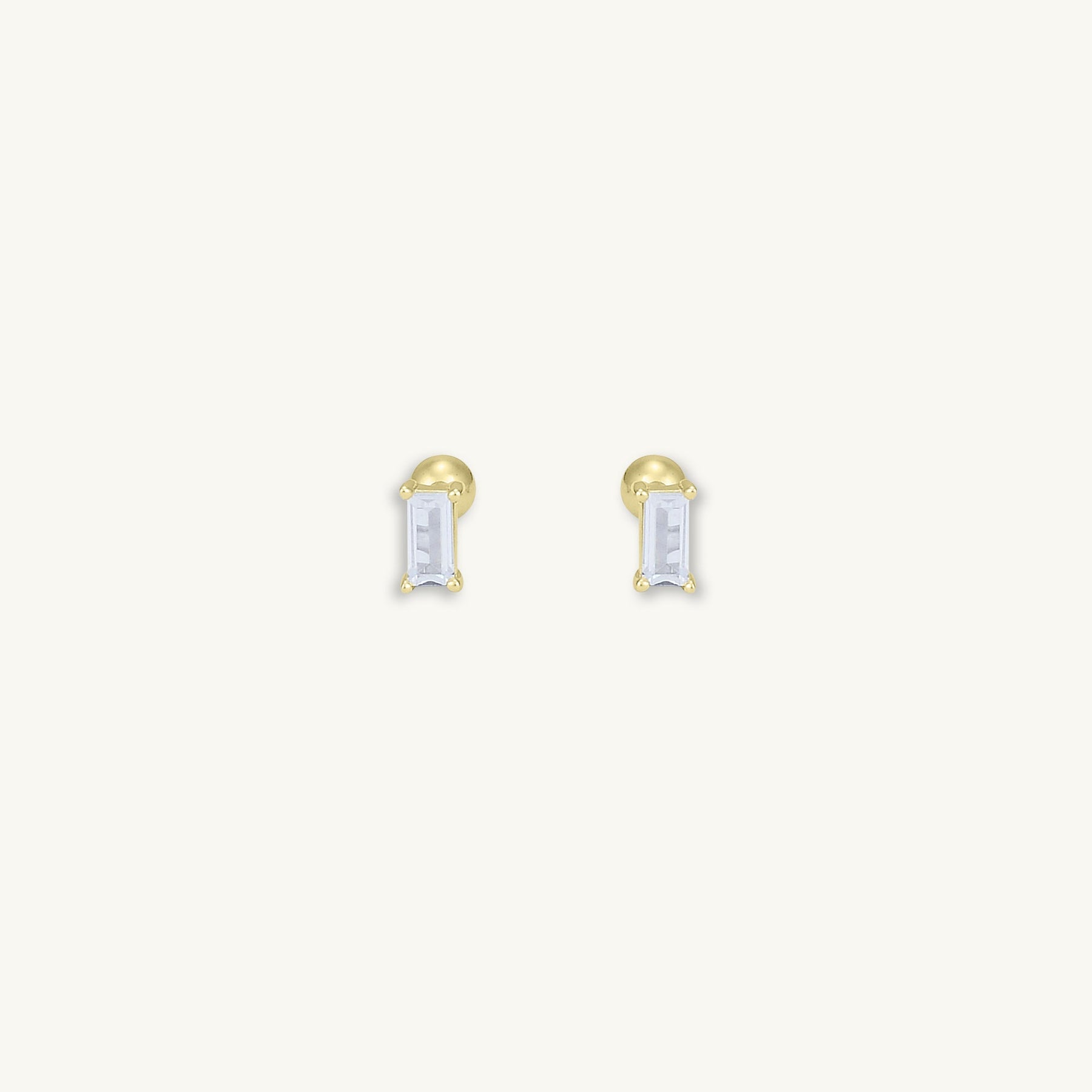 Baguette Barbell Stud Cartilage Earrings