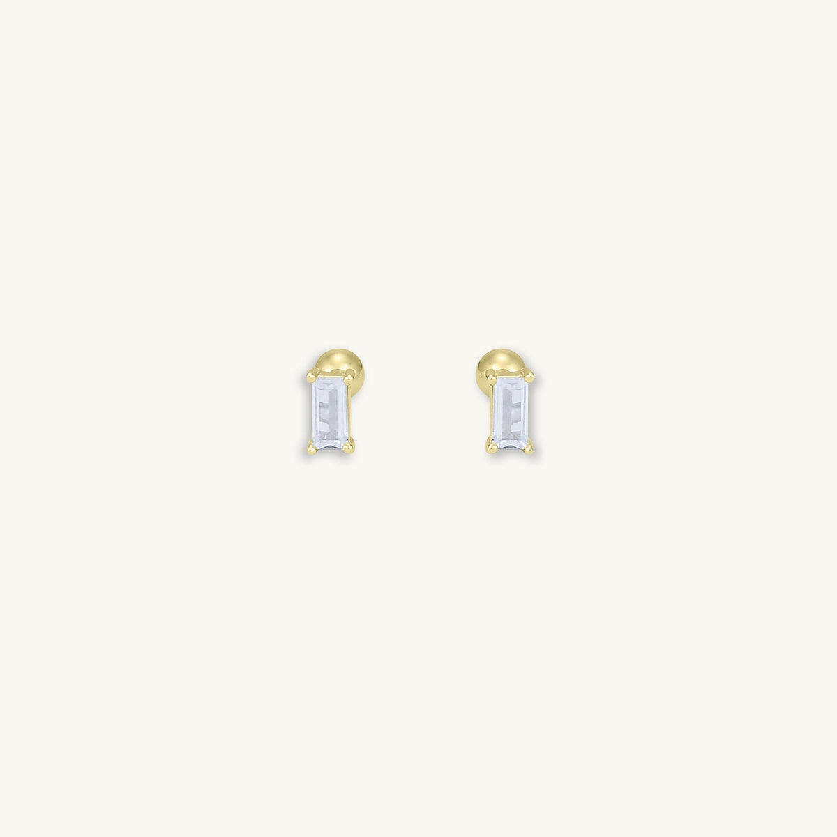 Baguette Barbell Stud Cartilage Earrings