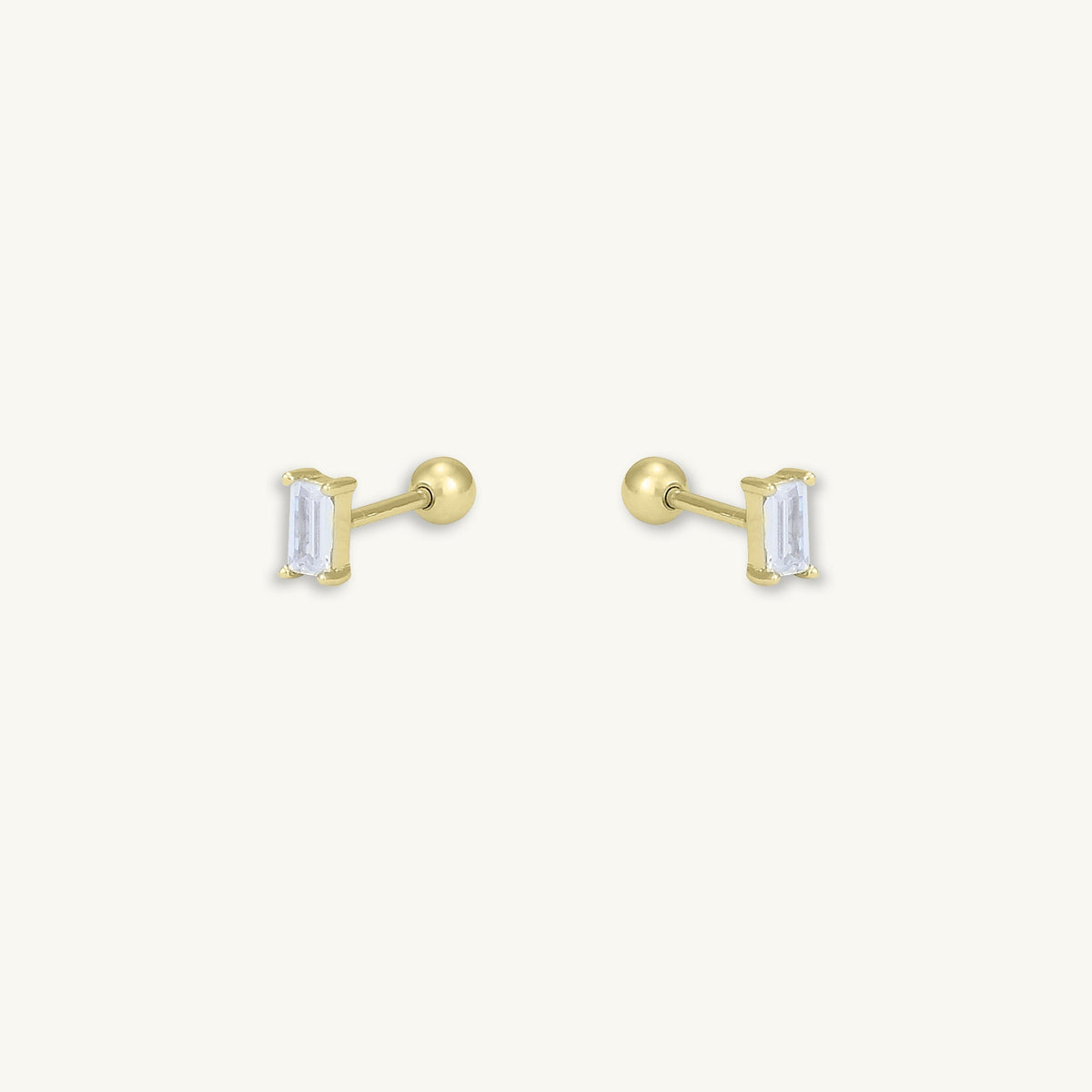 Baguette Barbell Stud Cartilage Earrings