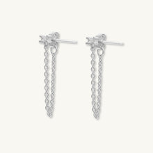 Baguette Chain Drop Stud Earrings