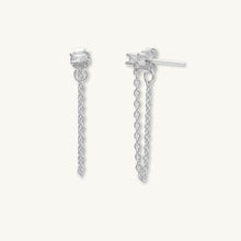 Baguette Chain Drop Stud Earrings