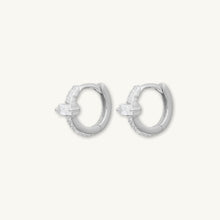 Baguette Zirconia Huggie Hoop Earrings