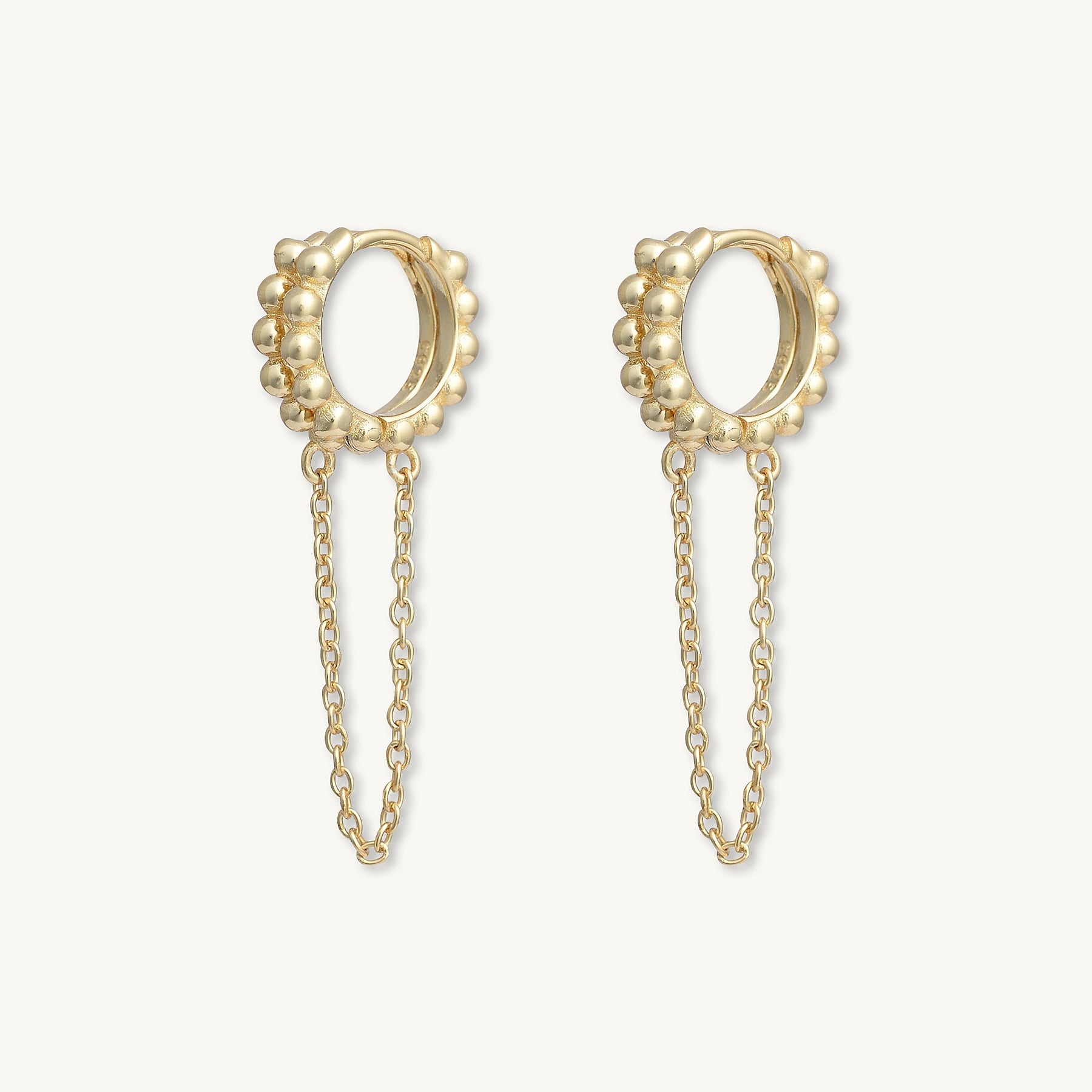 Ball Dangling Chain Huggie Earrings