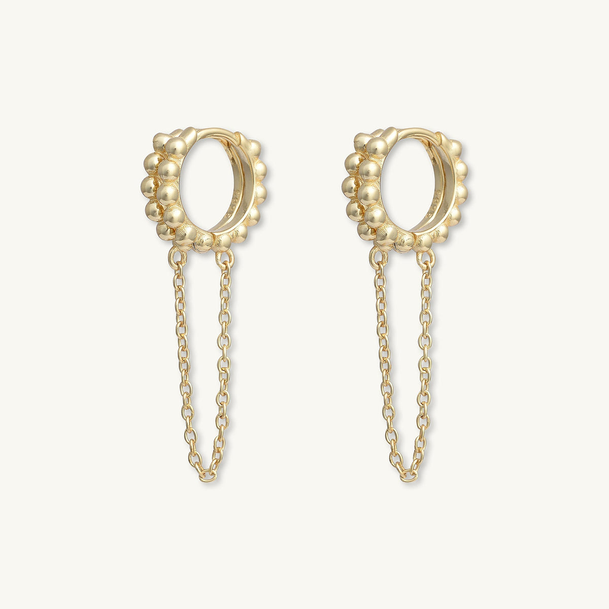 Ball Dangling Chain Huggie Earrings