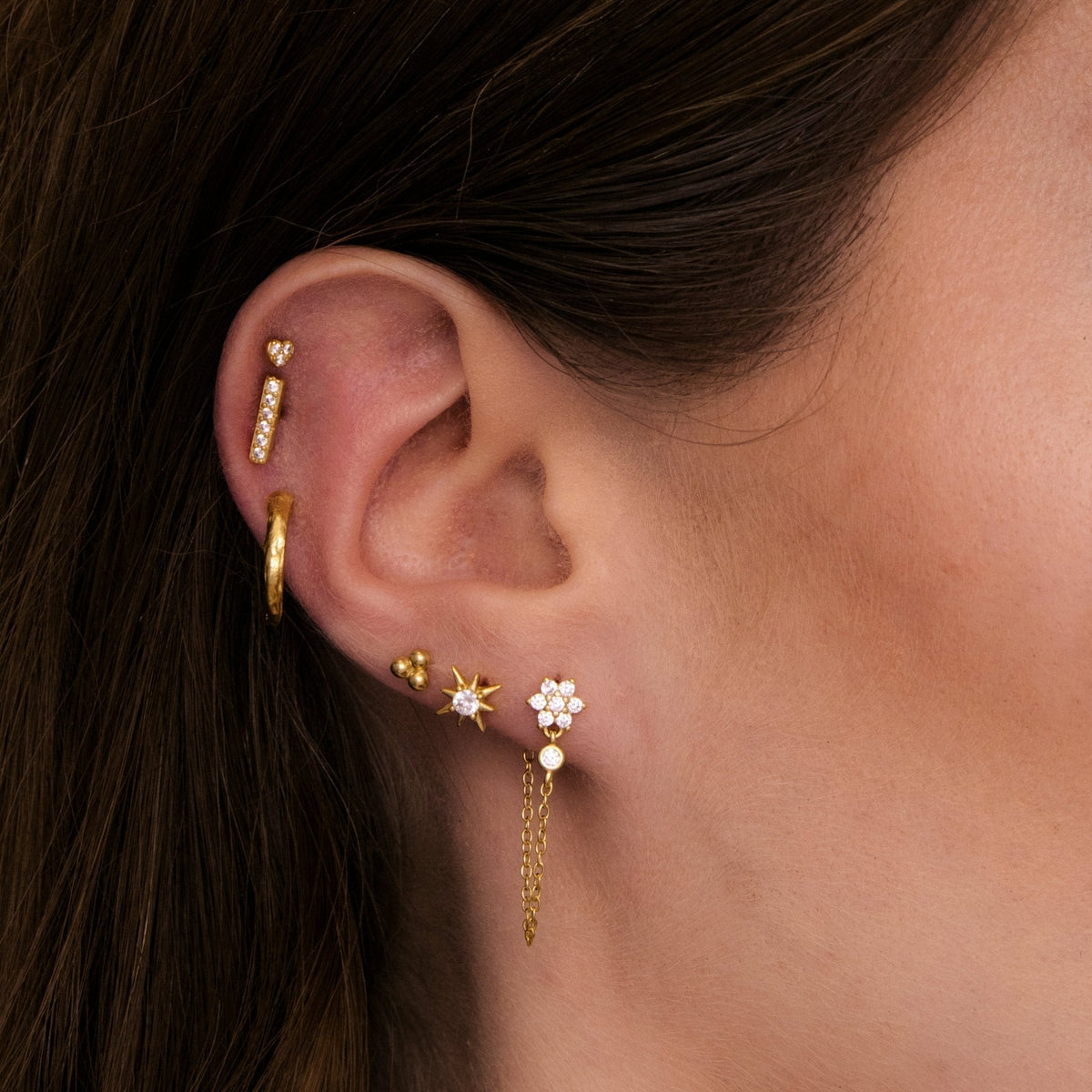 Bar Sapphire Barbell Stud Cartilage Earrings